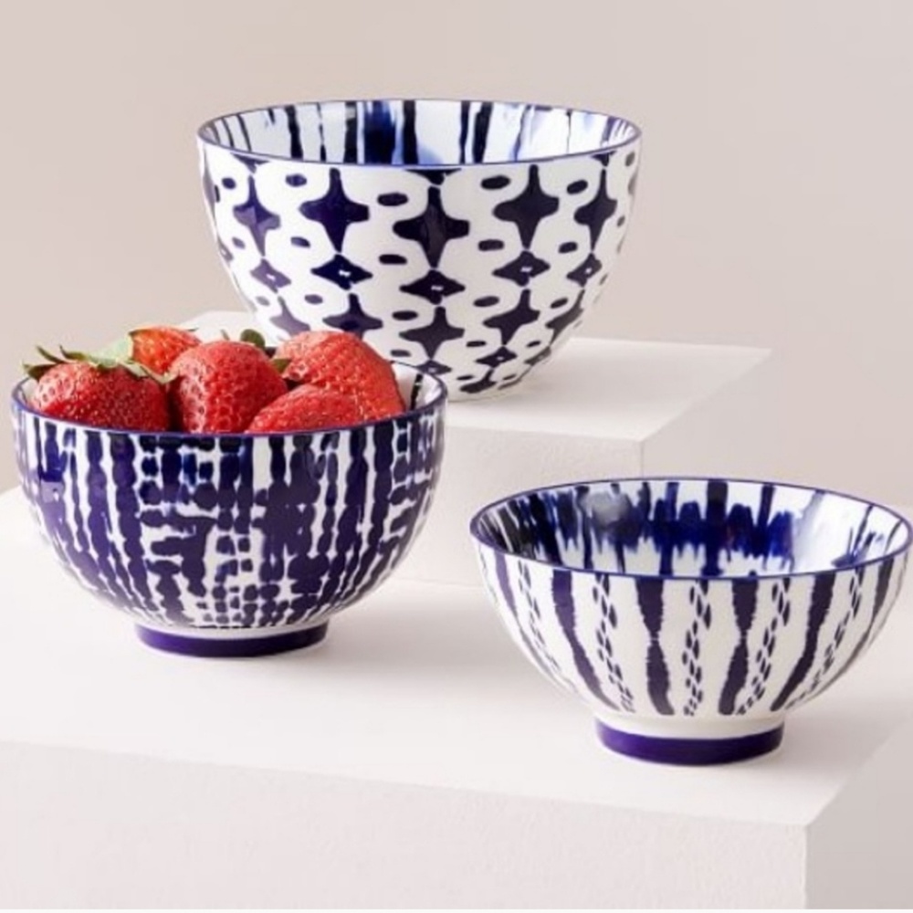 Indigo Tie-Dye Bowls - Set of 3